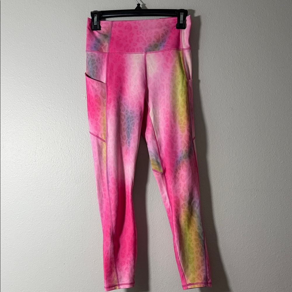 Vibrant fabletics  Pink and Multicolor sports bra and Leggings set - Picture 6 of 9